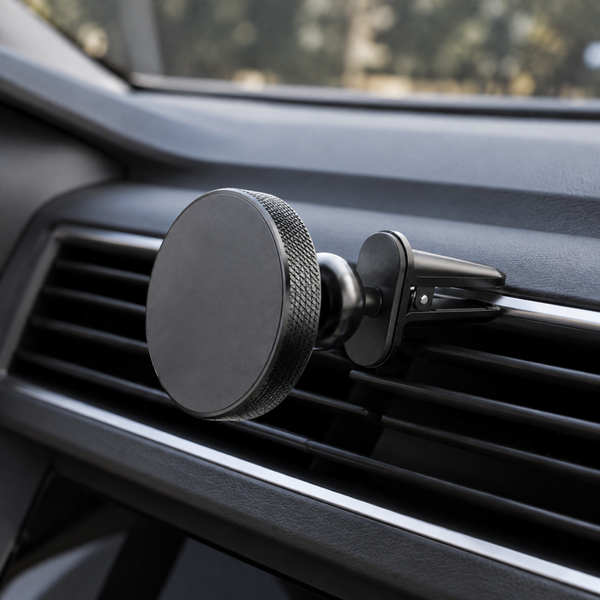 The mount clipped onto a horizontal air-vent slat
