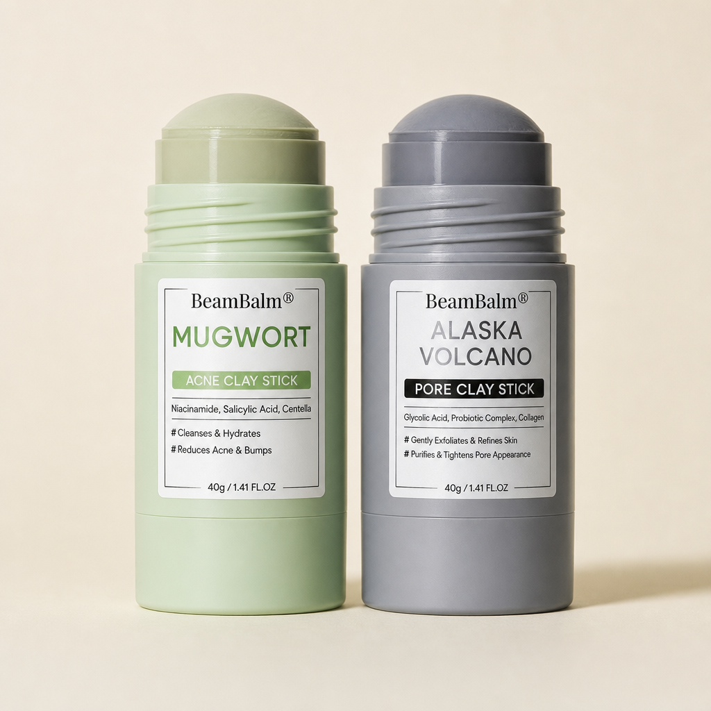 BeamBalm Mugwort and Alaska Volcano clay sticks side by side